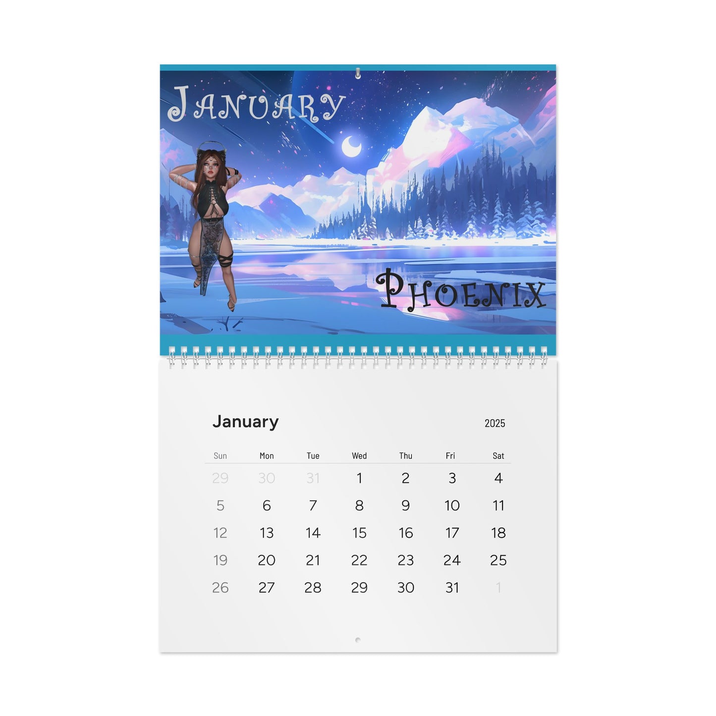 Cryo phoenix Calendar 2025 - Monthly Calendar with Inspirational Designs