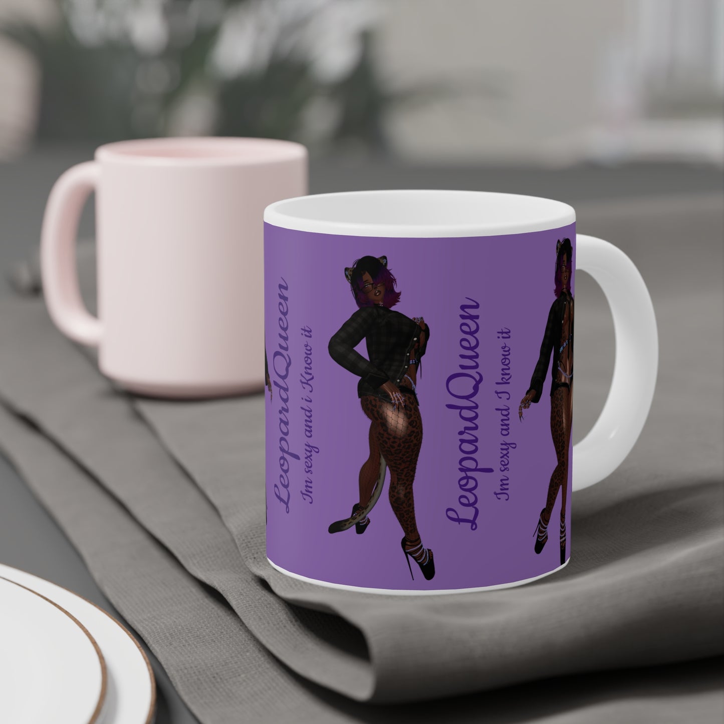Leopard Queen Ceramic Mug - "I'm Sexy and I Know It" - Fun & Sassy Drinkware for Confident Women