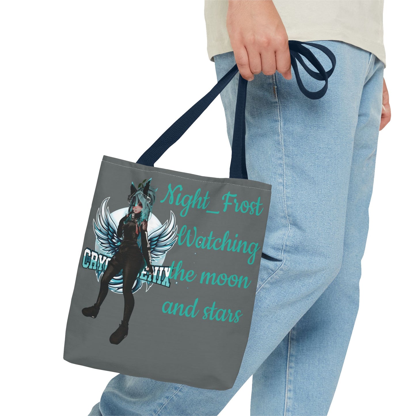 Night Frost Tote Bag - "Watching the Moon and Stars" - Stylish and Functional Bag for Anime Lovers