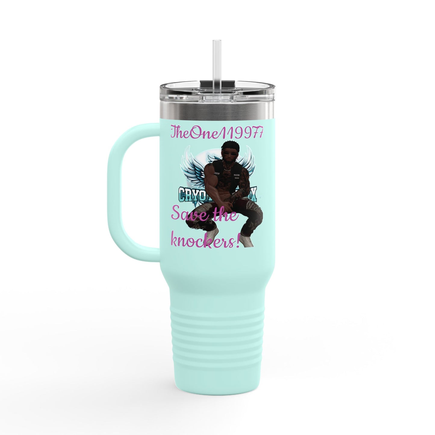 40oz Insulated Travel Mug - Save the Knockers Design - Perfect for Fitness Enthusiasts