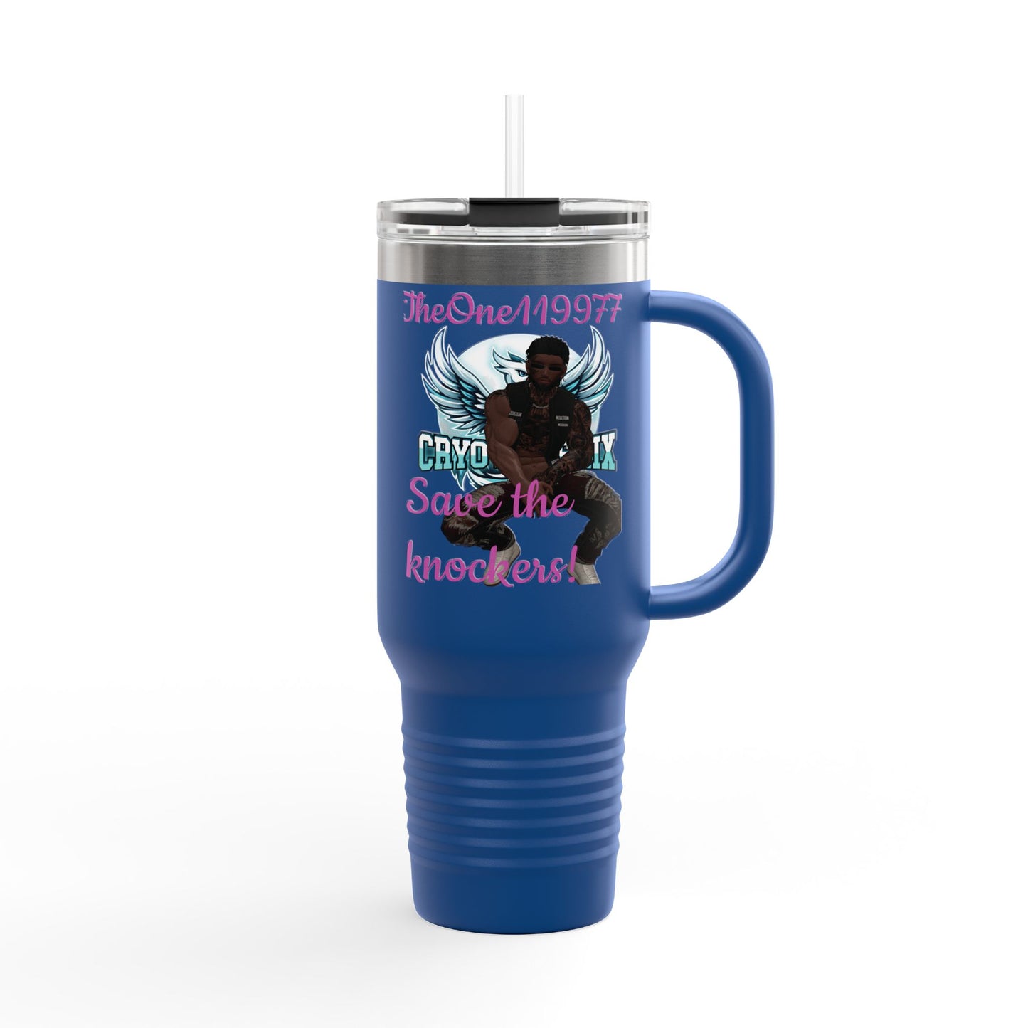 40oz Insulated Travel Mug - Save the Knockers Design - Perfect for Fitness Enthusiasts