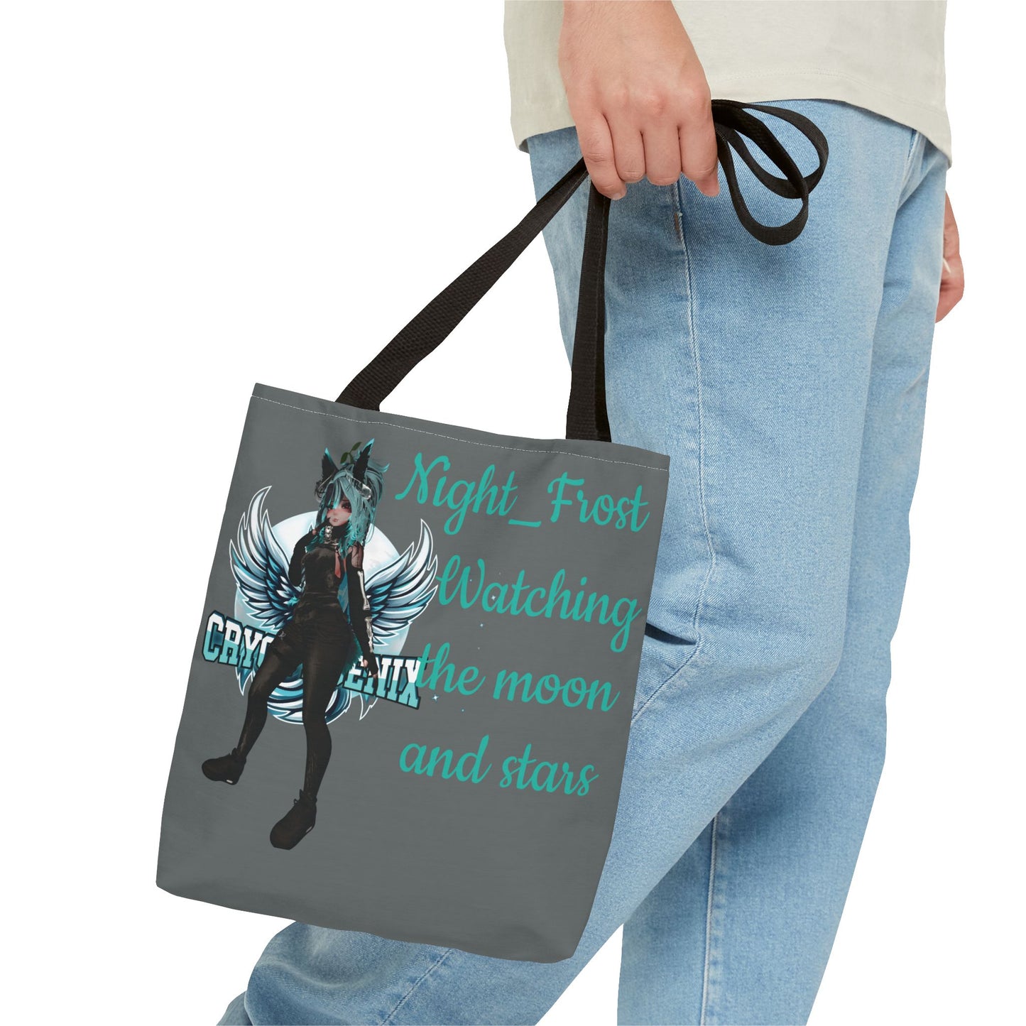 Night Frost Tote Bag - "Watching the Moon and Stars" - Stylish and Functional Bag for Anime Lovers