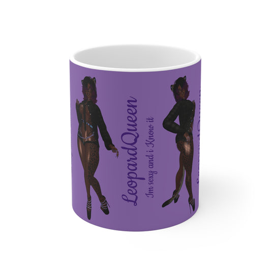 Leopard Queen Ceramic Mug - "I'm Sexy and I Know It" - Fun & Sassy Drinkware for Confident Women