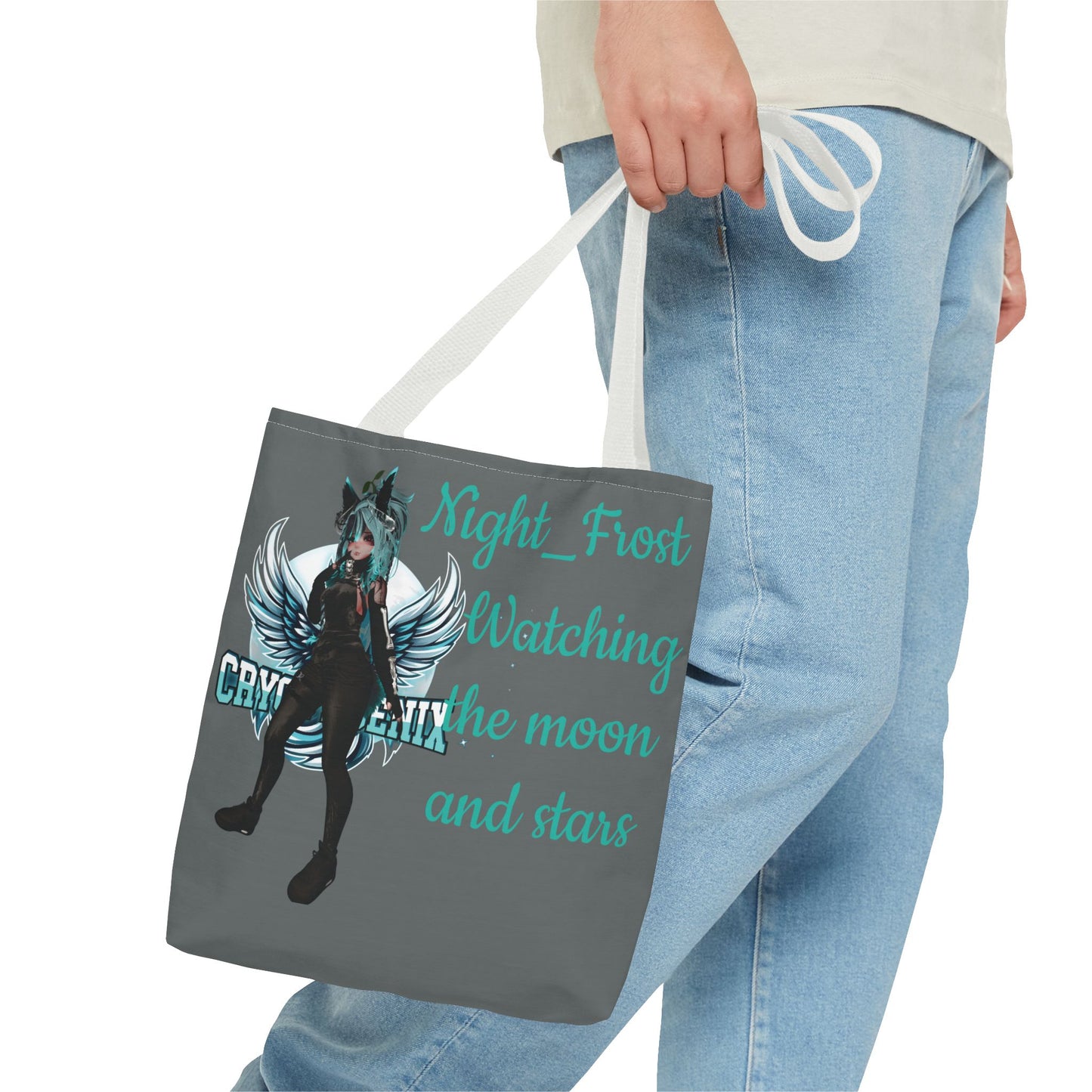 Night Frost Tote Bag - "Watching the Moon and Stars" - Stylish and Functional Bag for Anime Lovers