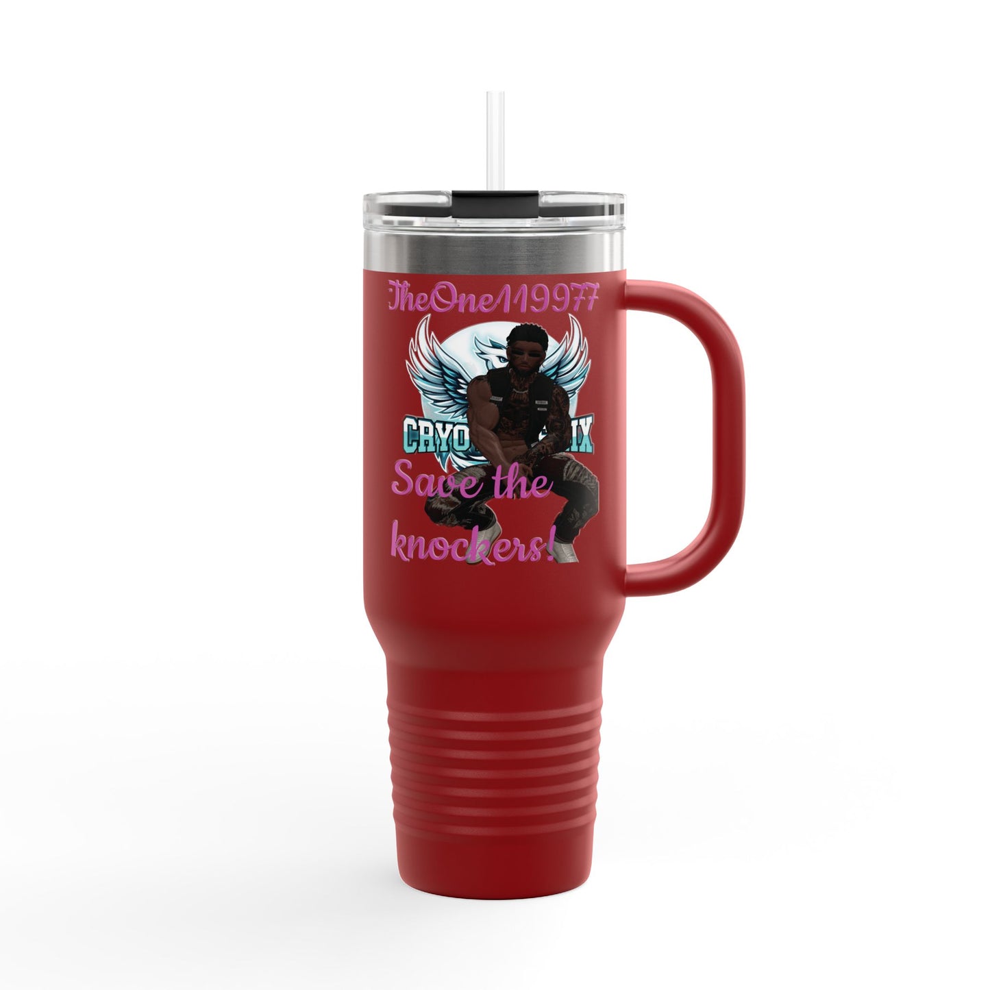 40oz Insulated Travel Mug - Save the Knockers Design - Perfect for Fitness Enthusiasts