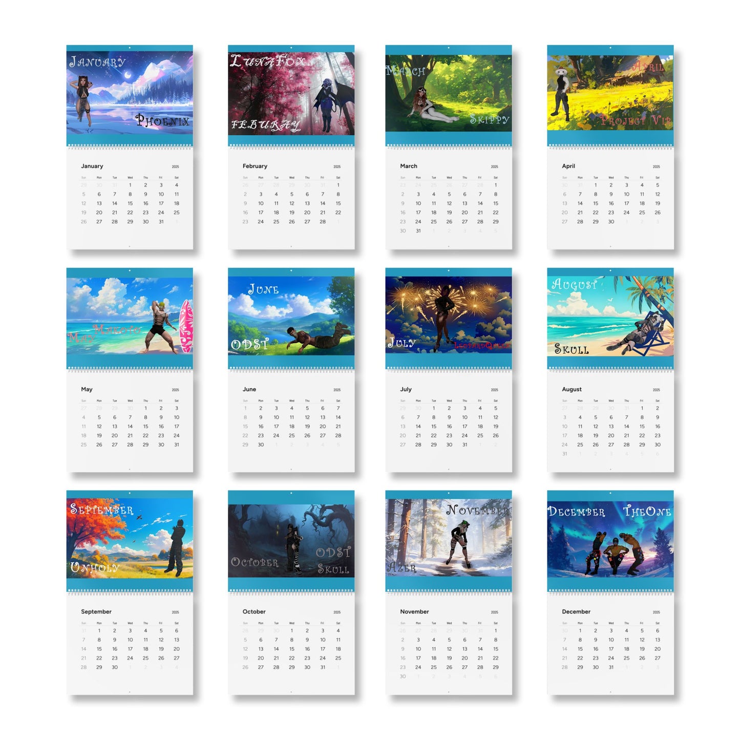 Cryo phoenix Calendar 2025 - Monthly Calendar with Inspirational Designs