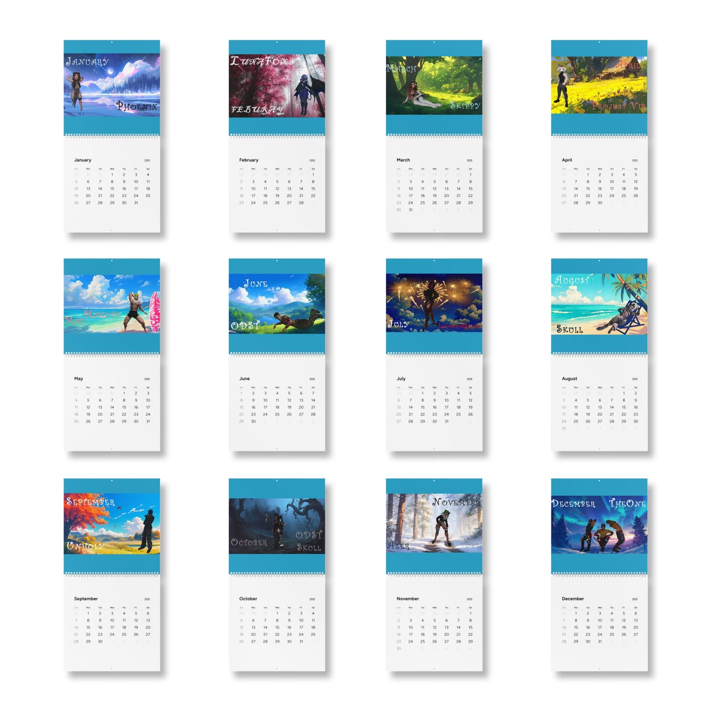 Cryo phoenix Calendar 2025 - Monthly Calendar with Inspirational Designs