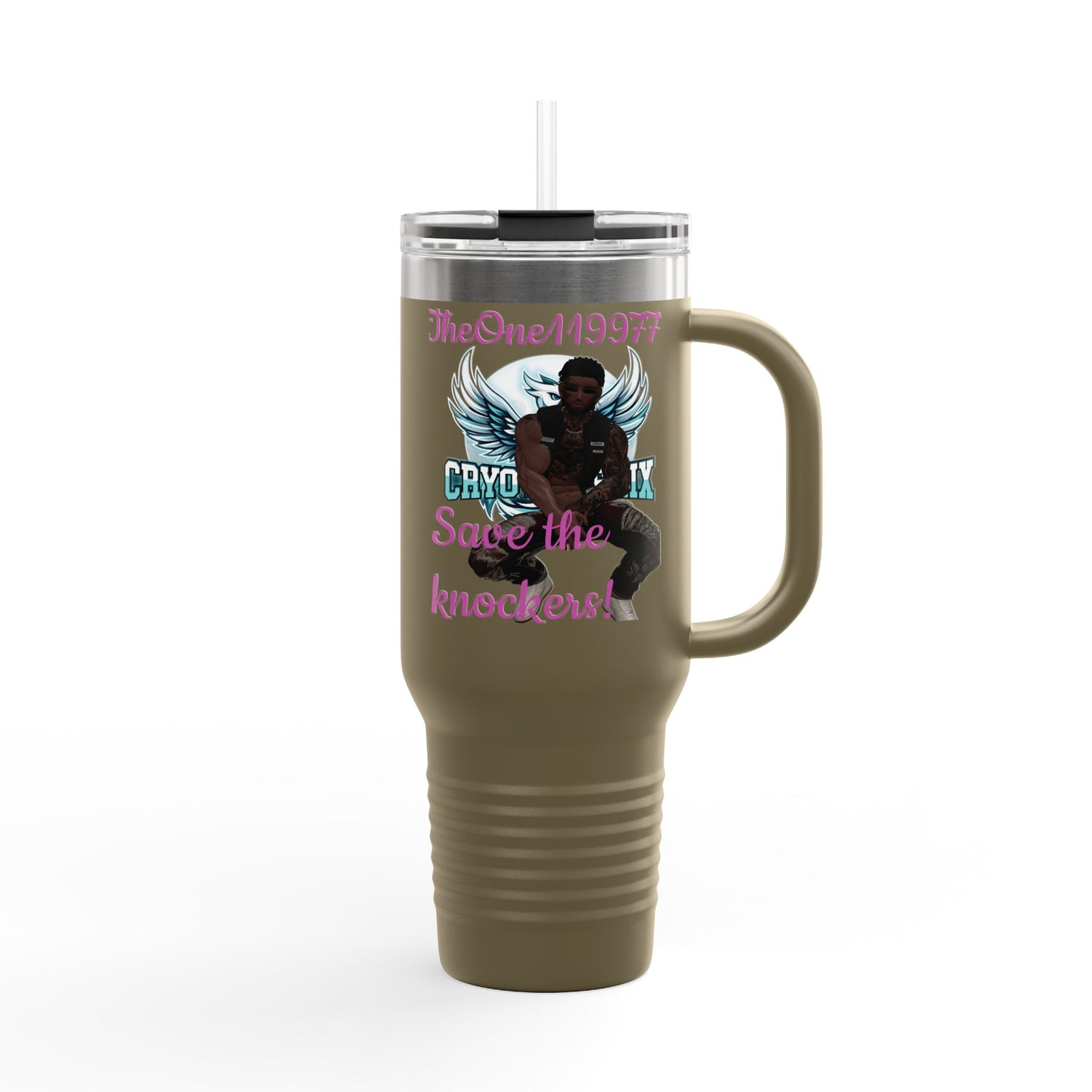 40oz Insulated Travel Mug - Save the Knockers Design - Perfect for Fitness Enthusiasts