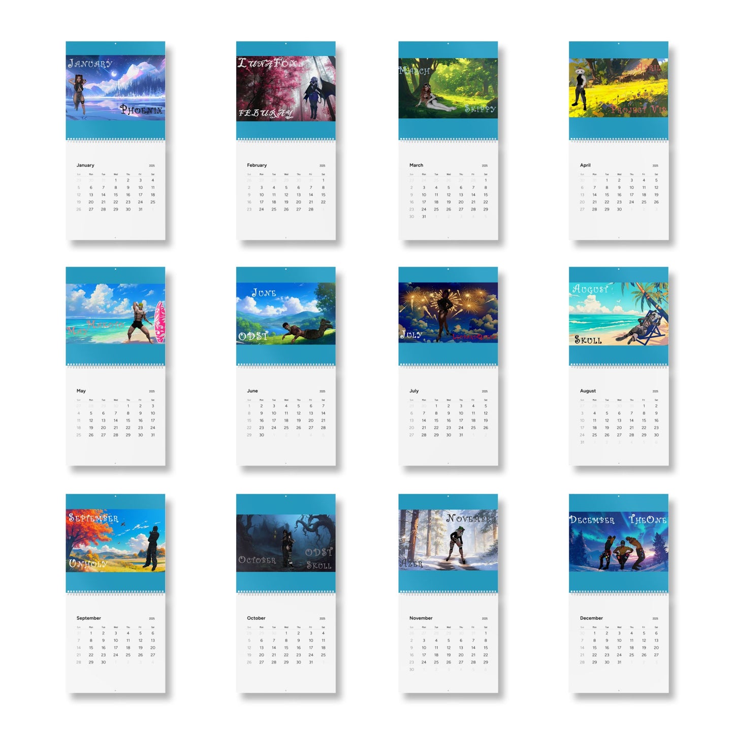 Cryo phoenix Calendar 2025 - Monthly Calendar with Inspirational Designs