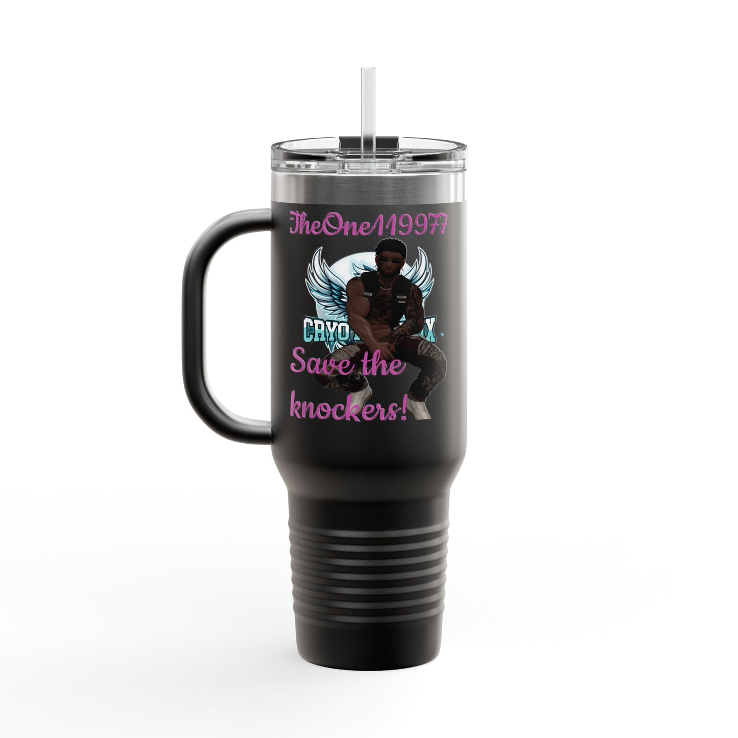 40oz Insulated Travel Mug - Save the Knockers Design - Perfect for Fitness Enthusiasts