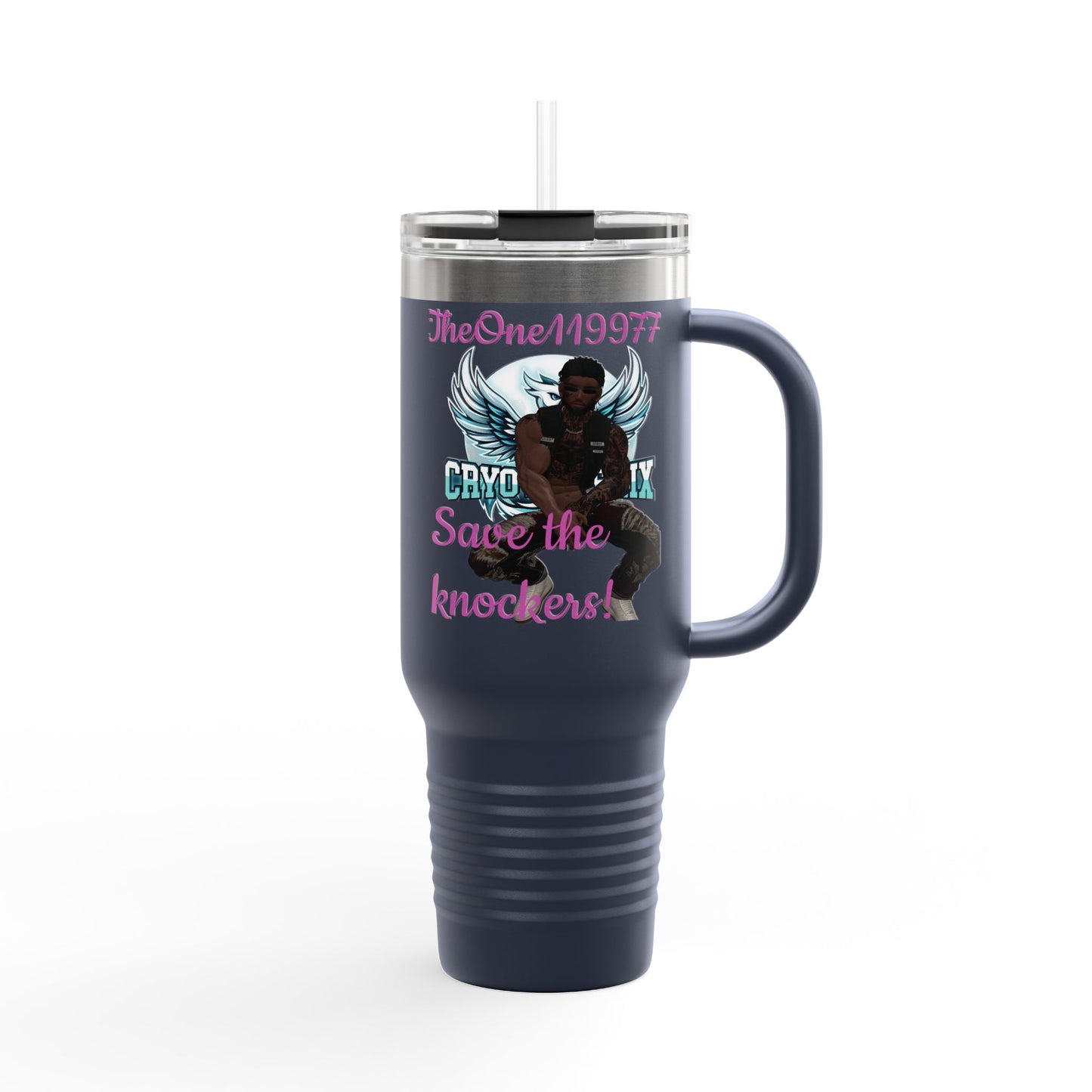 40oz Insulated Travel Mug - Save the Knockers Design - Perfect for Fitness Enthusiasts