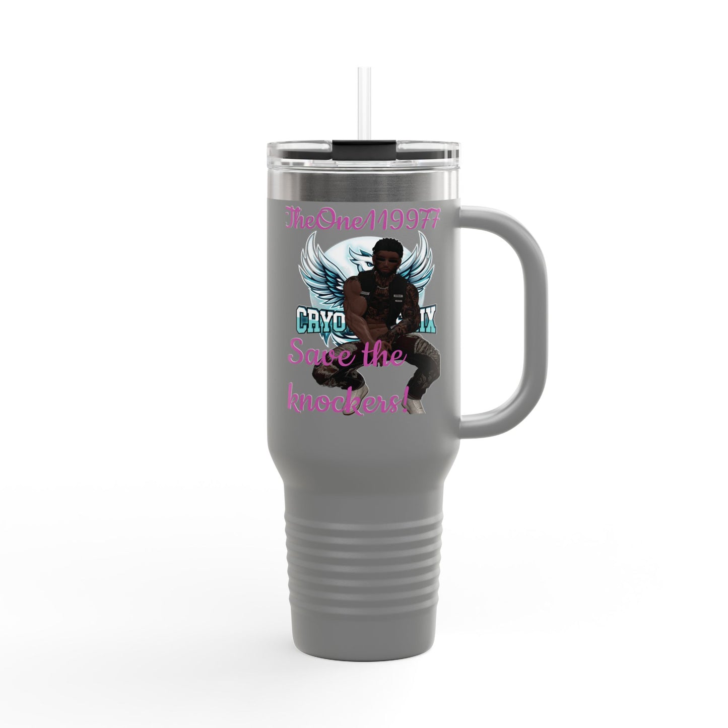 40oz Insulated Travel Mug - Save the Knockers Design - Perfect for Fitness Enthusiasts