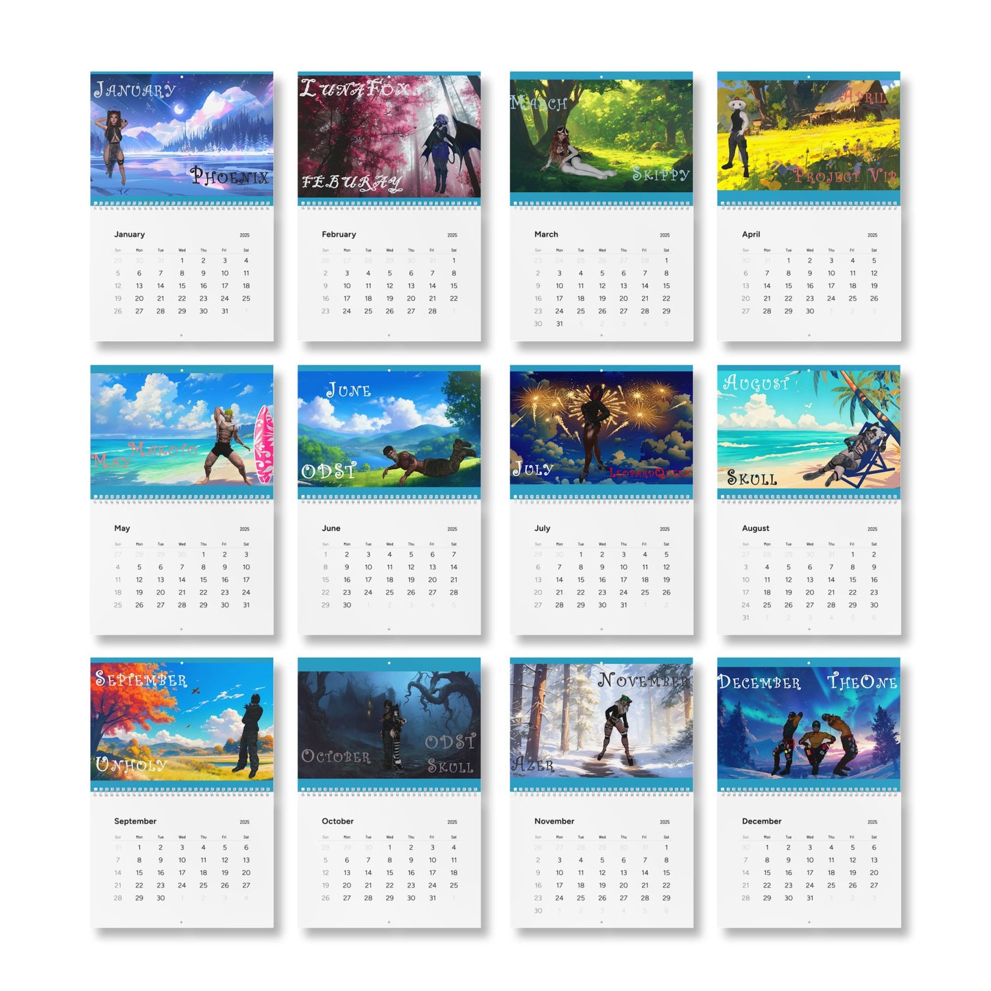 Cryo phoenix Calendar 2025 - Monthly Calendar with Inspirational Designs