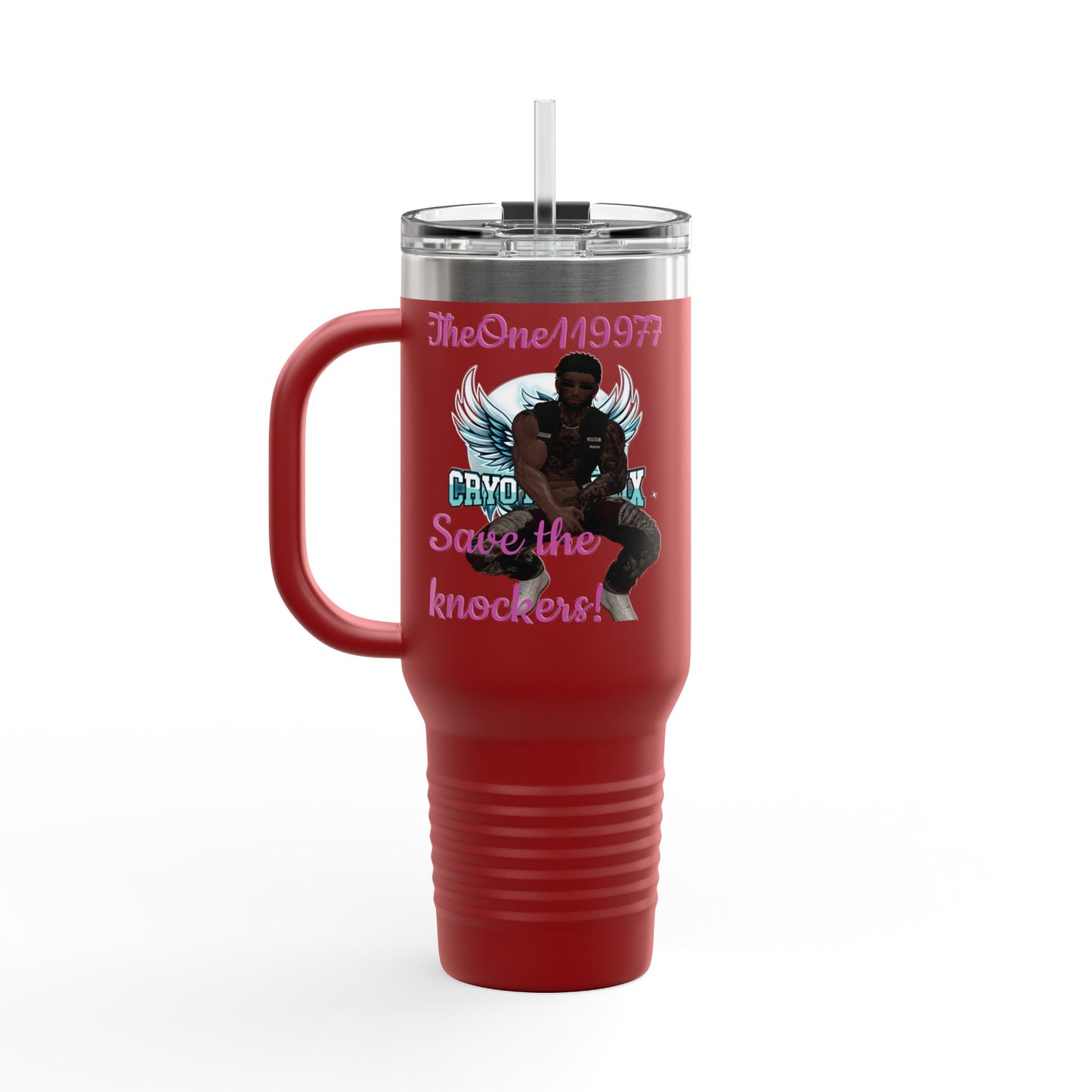 40oz Insulated Travel Mug - Save the Knockers Design - Perfect for Fitness Enthusiasts