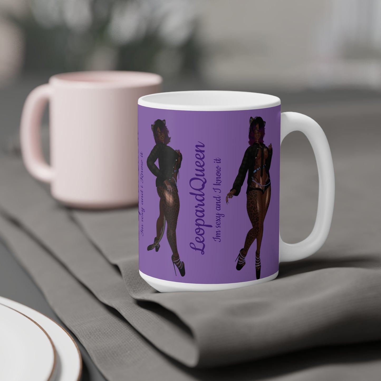 Leopard Queen Ceramic Mug - "I'm Sexy and I Know It" - Fun & Sassy Drinkware for Confident Women