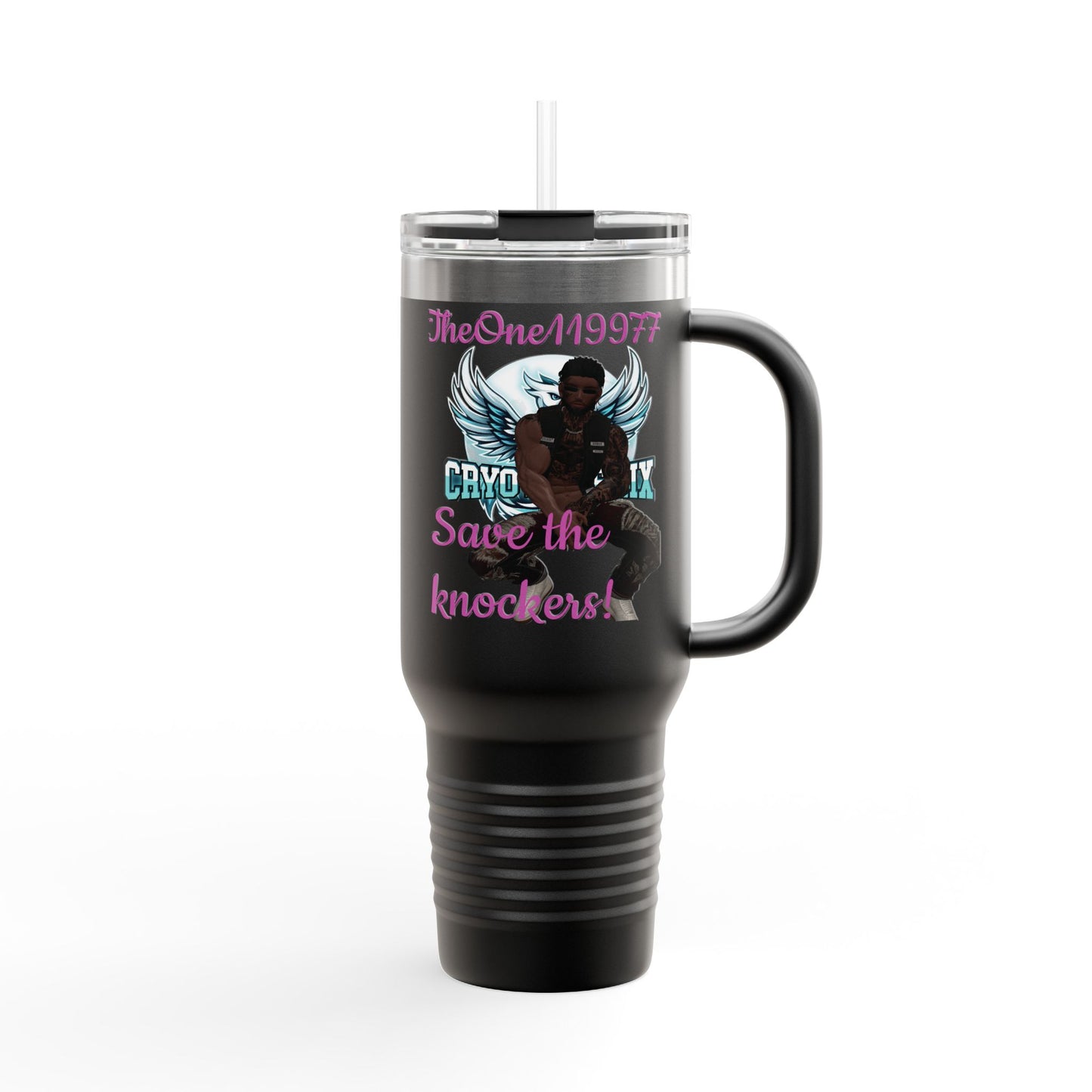 40oz Insulated Travel Mug - Save the Knockers Design - Perfect for Fitness Enthusiasts
