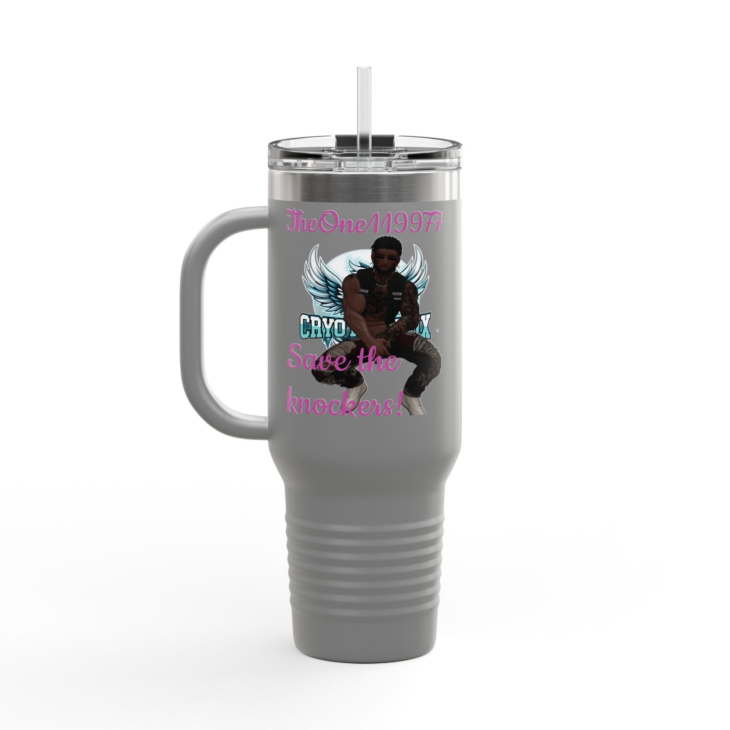 40oz Insulated Travel Mug - Save the Knockers Design - Perfect for Fitness Enthusiasts