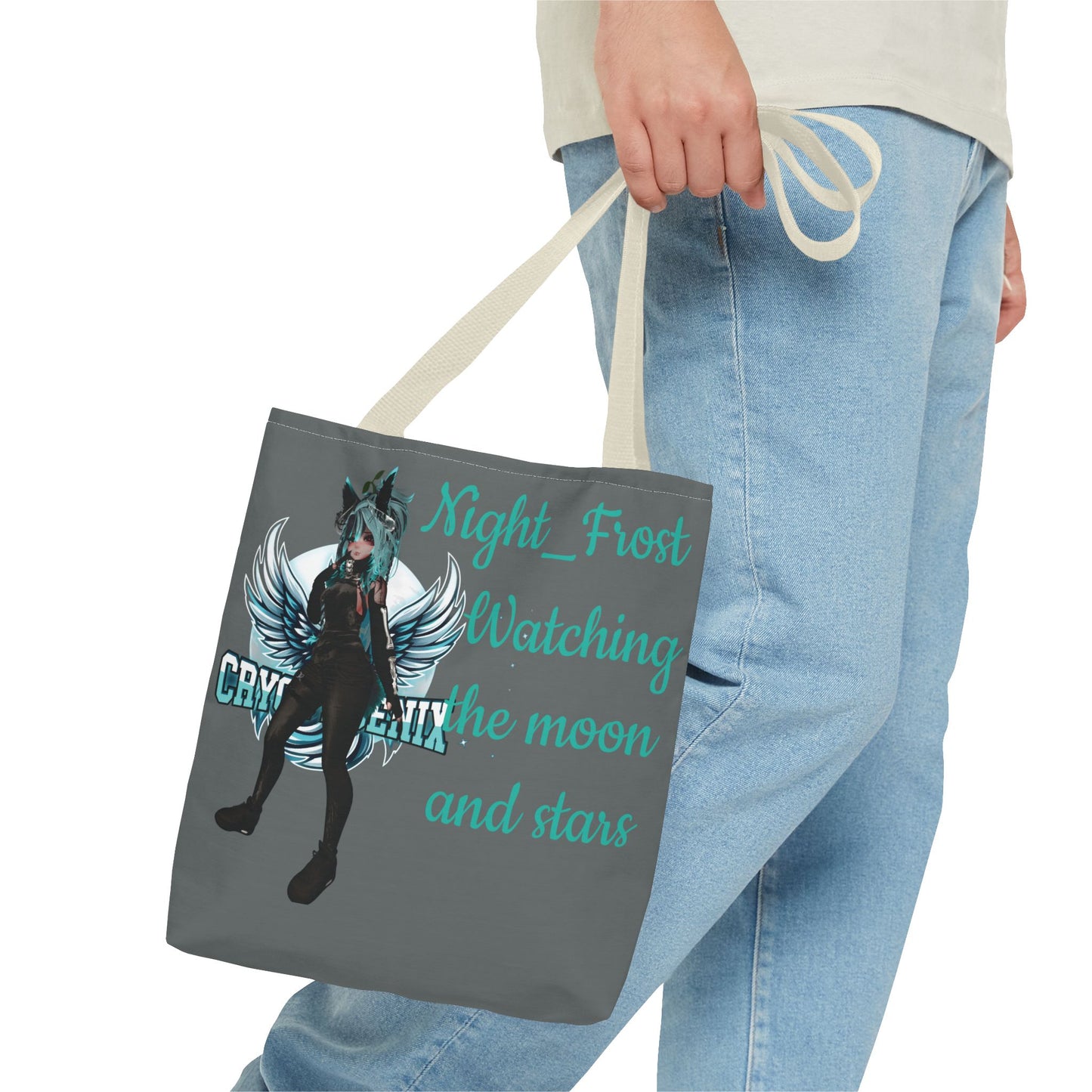 Night Frost Tote Bag - "Watching the Moon and Stars" - Stylish and Functional Bag for Anime Lovers