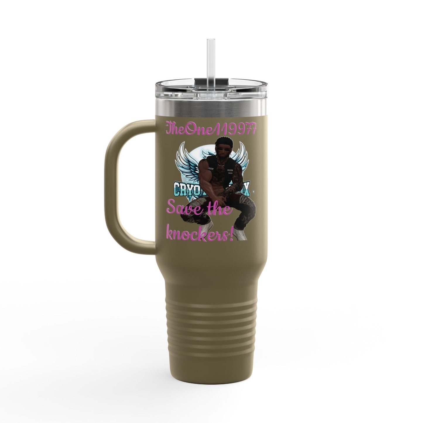 40oz Insulated Travel Mug - Save the Knockers Design - Perfect for Fitness Enthusiasts