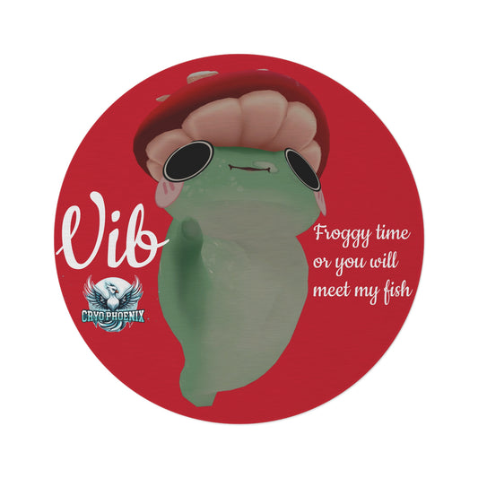 Frog-Themed Round Rug - "Froggy Time or You Will Meet My Fish"