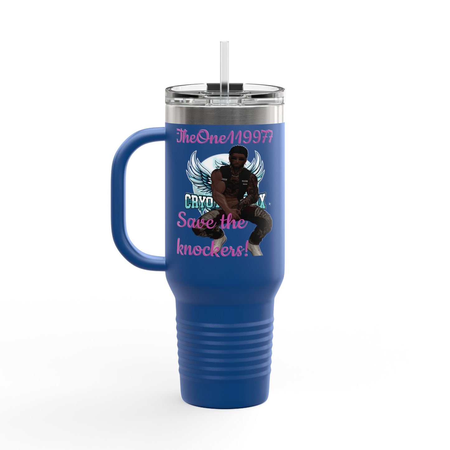 40oz Insulated Travel Mug - Save the Knockers Design - Perfect for Fitness Enthusiasts