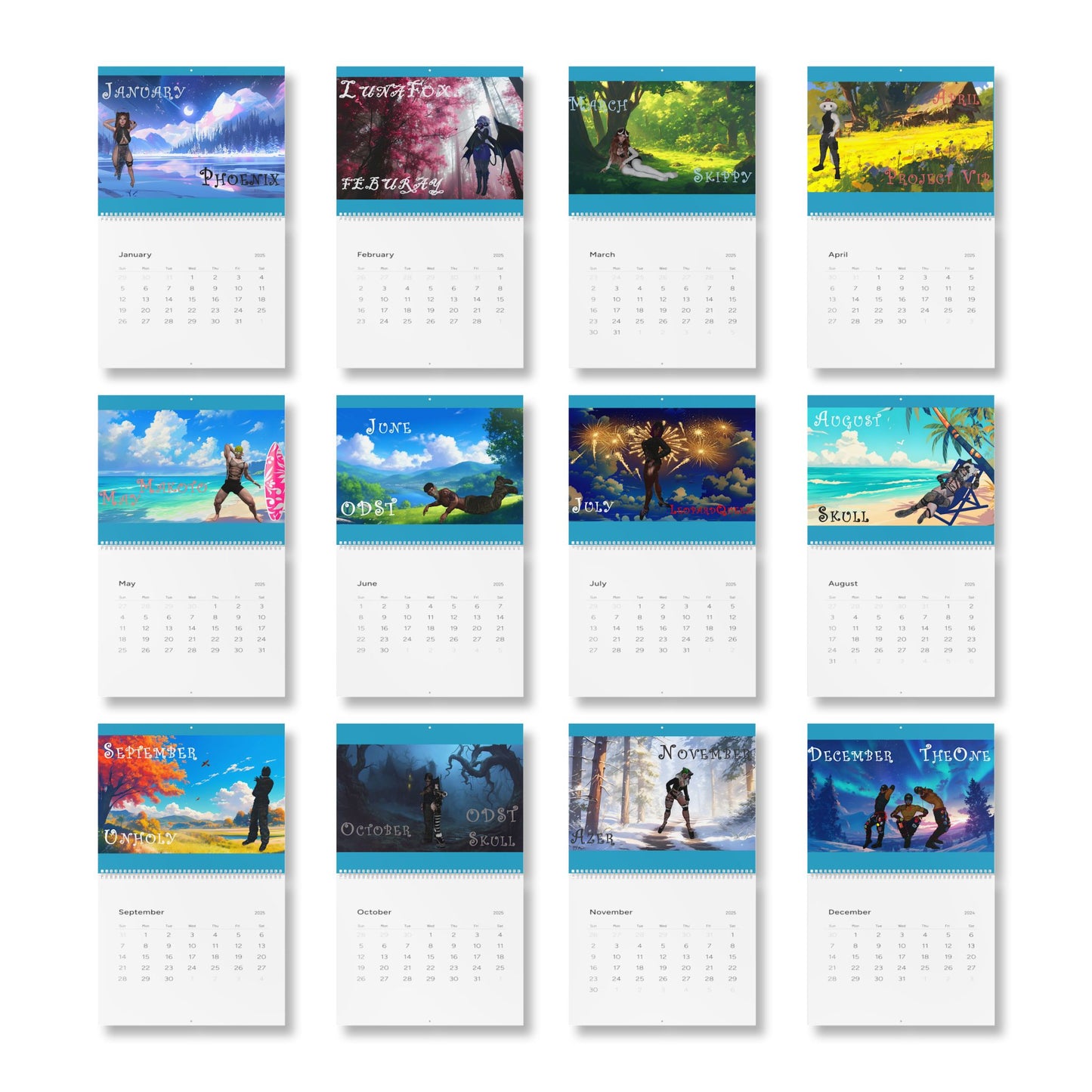Cryo phoenix Calendar 2025 - Monthly Calendar with Inspirational Designs